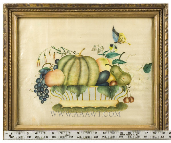 Theorem, Watercolor on Silk, Fruits and Flowers in Basket
Anonymous
New England
Early 19th Century, scale view